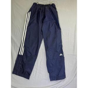 Vintage Adidas Pants Boys XL Navy Tearaway Track 3 Stripe Snap Side Athletic